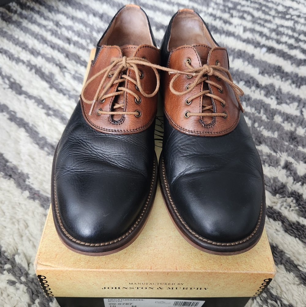 Johnston & Murphy leather dress shoes in brown and black, size 10